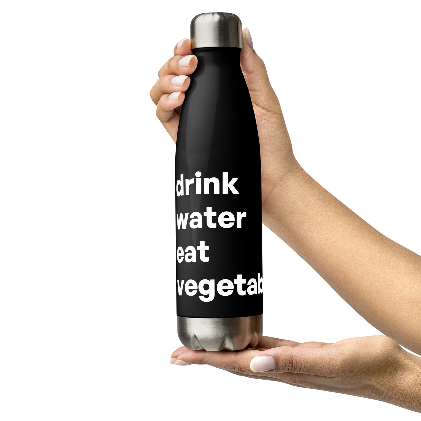 drink water from this bottle, and then eat vegetables either before/during/after